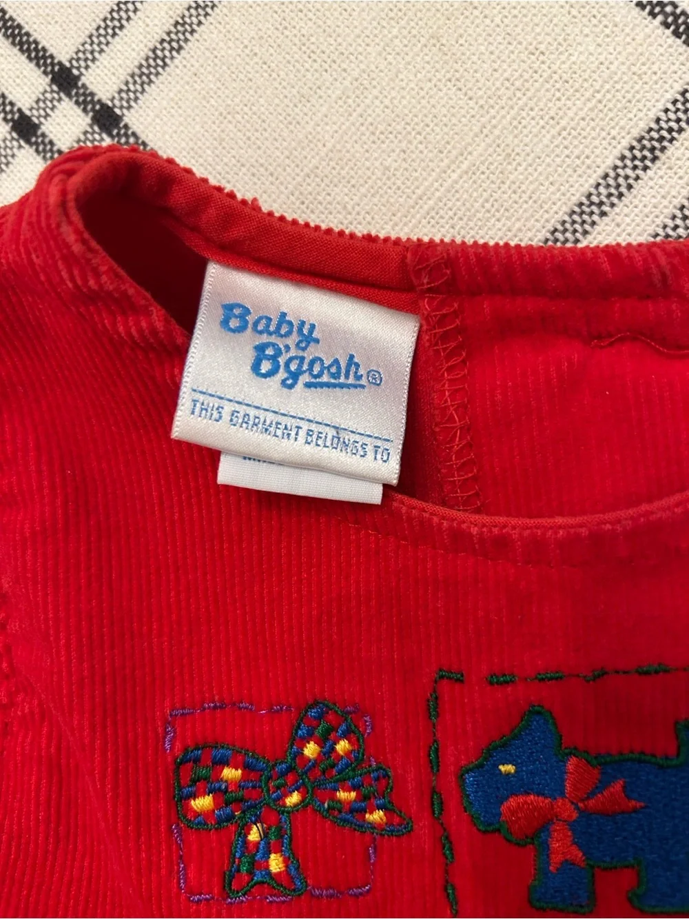 Vintage Baby B’Gosh Red Corduroy Jumper Dress Baby Girls 12 Mo Made in the USA